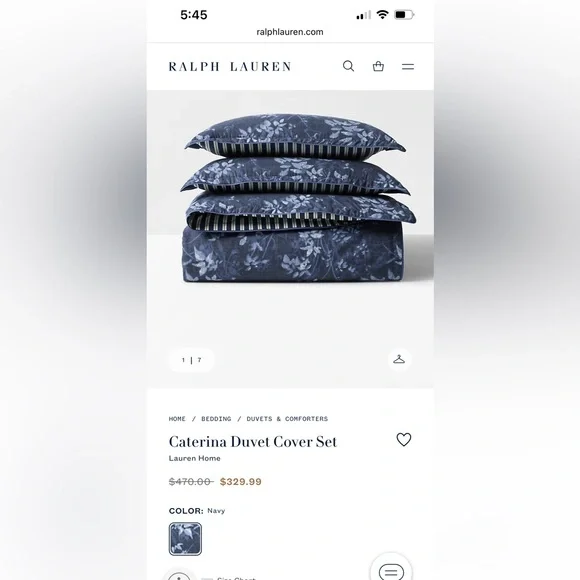 Ralph Lauren  Caterina king duvet and 2 shams set - Picture 3 of 6